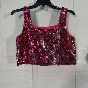 Buddy Love Hot Pink Sequin Sleeveless Crop Top Size Medium NWOT